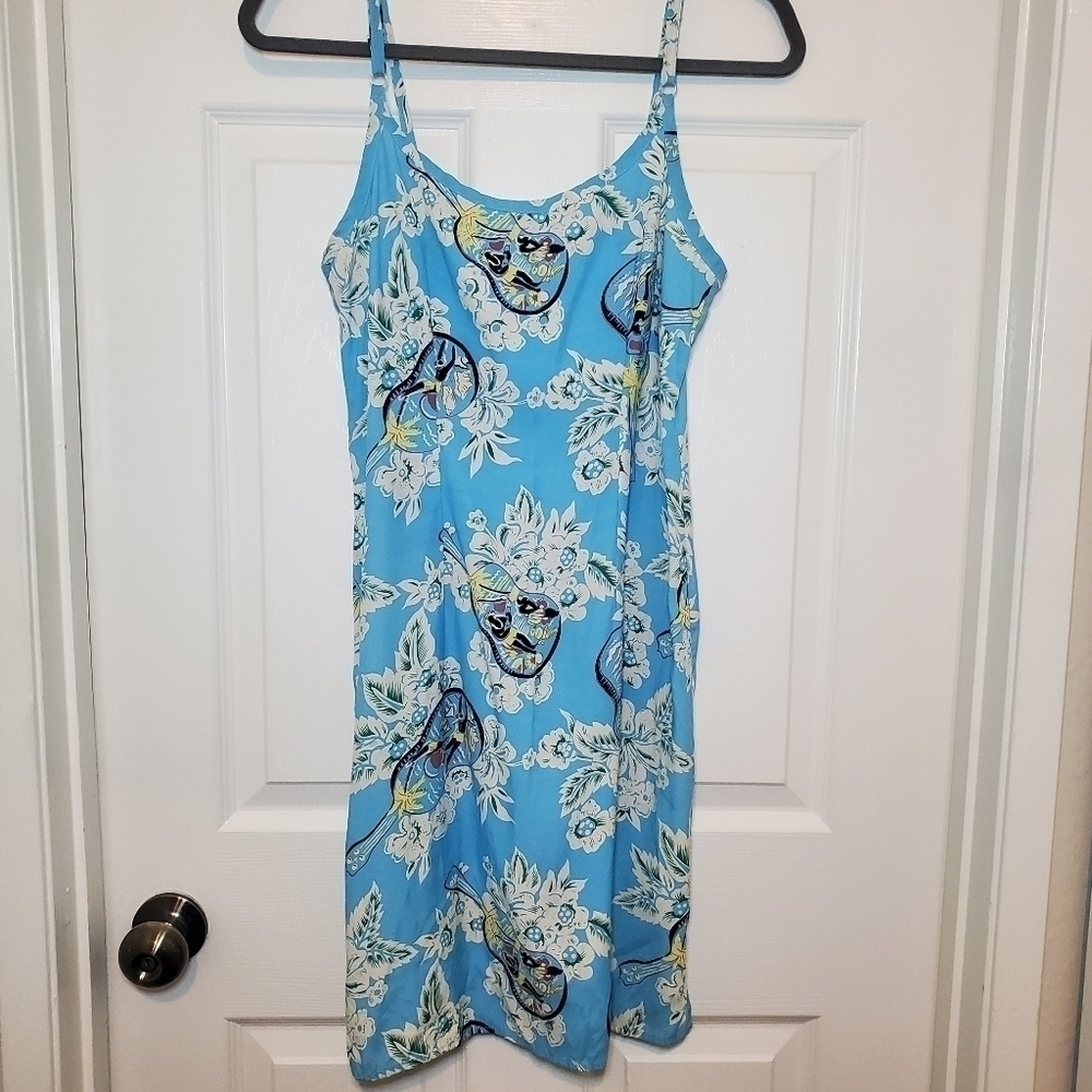 Hilo Hattie Dress Womans Sz 4 Hawaiian Tropical Sleeveless Guitar Surf Aloha